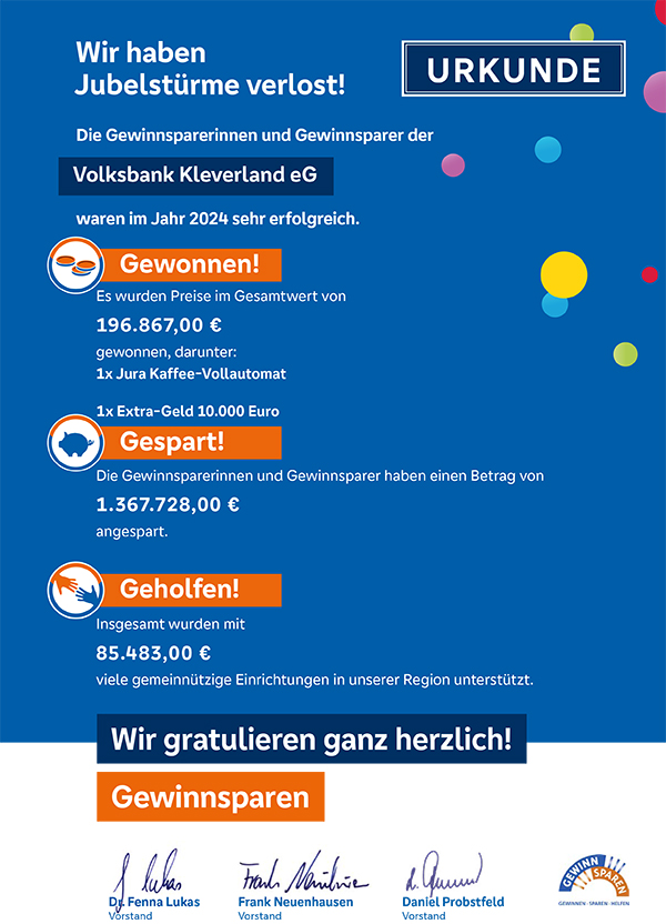 Gewinnsparurkunde 2020 Gewinnsparurkunde 2020
